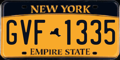 NY license plate GVF1335