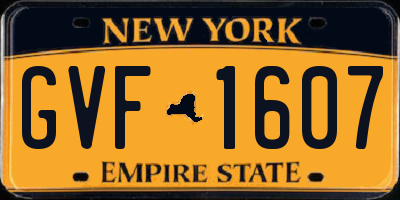 NY license plate GVF1607