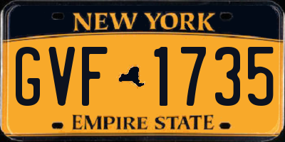 NY license plate GVF1735