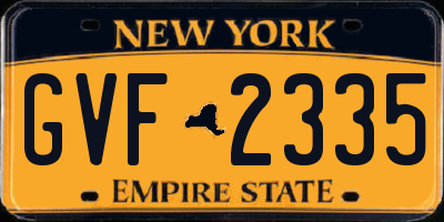 NY license plate GVF2335