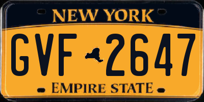 NY license plate GVF2647