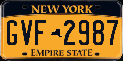 NY license plate GVF2987