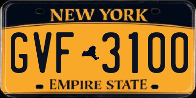 NY license plate GVF3100