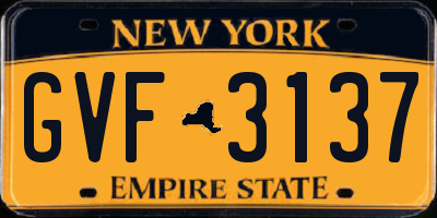 NY license plate GVF3137