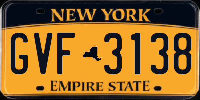 NY license plate GVF3138