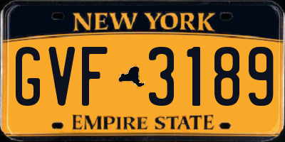NY license plate GVF3189