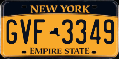 NY license plate GVF3349