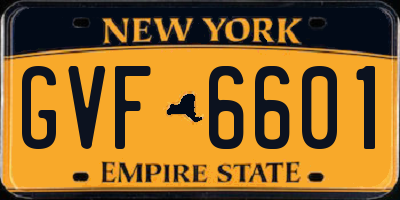 NY license plate GVF6601