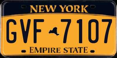 NY license plate GVF7107