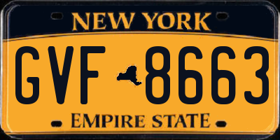 NY license plate GVF8663