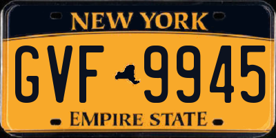 NY license plate GVF9945