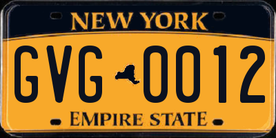 NY license plate GVG0012