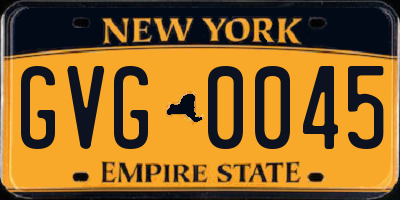 NY license plate GVG0045
