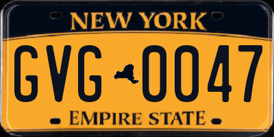 NY license plate GVG0047