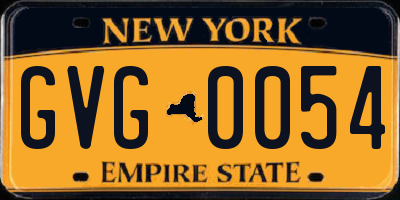 NY license plate GVG0054