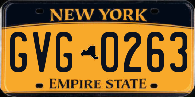 NY license plate GVG0263