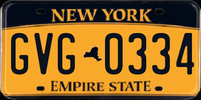 NY license plate GVG0334
