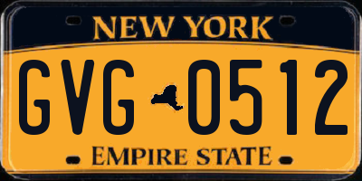 NY license plate GVG0512