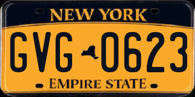 NY license plate GVG0623