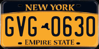 NY license plate GVG0630
