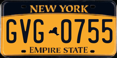 NY license plate GVG0755