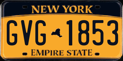 NY license plate GVG1853