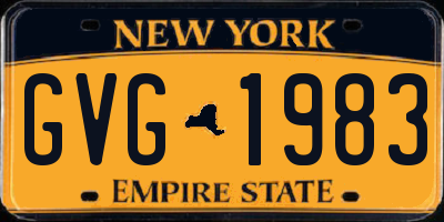 NY license plate GVG1983