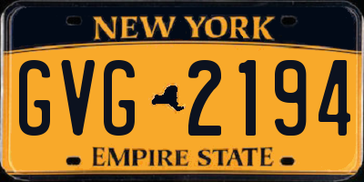 NY license plate GVG2194