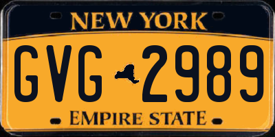 NY license plate GVG2989