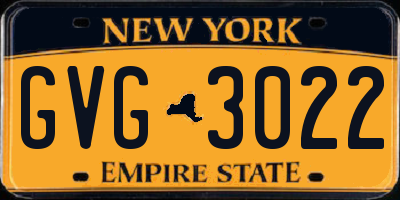 NY license plate GVG3022