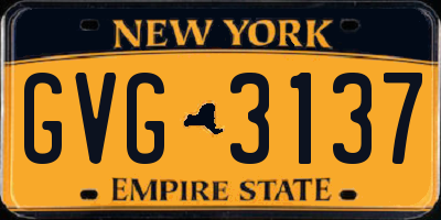 NY license plate GVG3137
