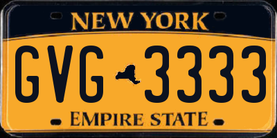 NY license plate GVG3333