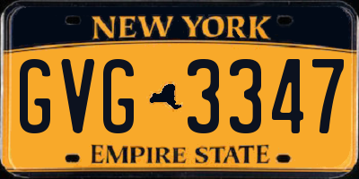 NY license plate GVG3347