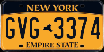 NY license plate GVG3374