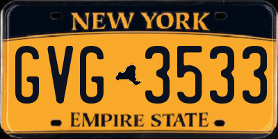 NY license plate GVG3533