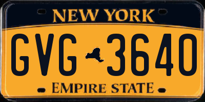 NY license plate GVG3640