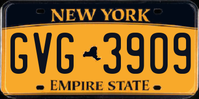 NY license plate GVG3909