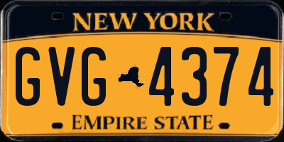 NY license plate GVG4374