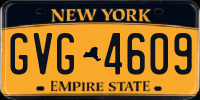 NY license plate GVG4609