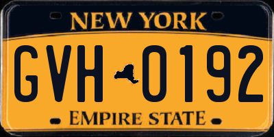 NY license plate GVH0192