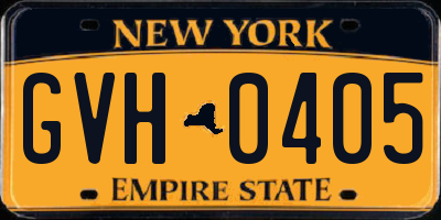 NY license plate GVH0405