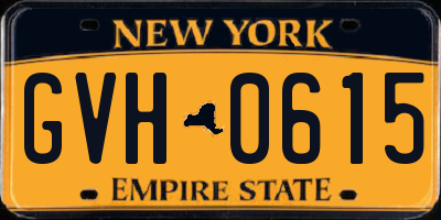 NY license plate GVH0615