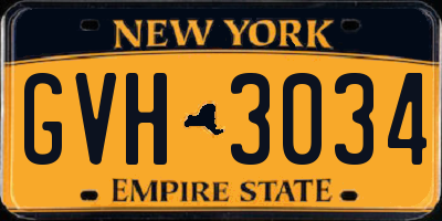 NY license plate GVH3034