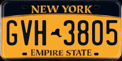 NY license plate GVH3805