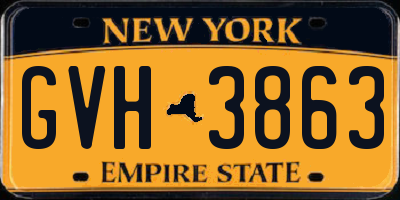 NY license plate GVH3863