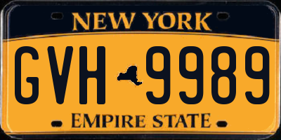 NY license plate GVH9989