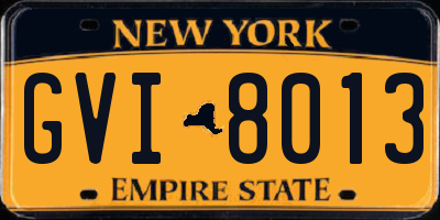 NY license plate GVI8013