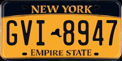 NY license plate GVI8947