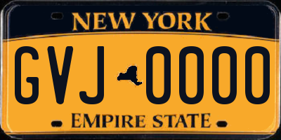 NY license plate GVJ0000
