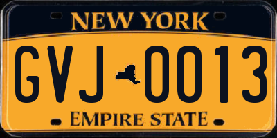NY license plate GVJ0013